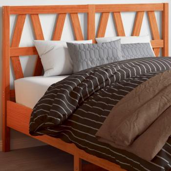 Cabecero de cama de madera maciza de pino con acabado en cera marrón, dimensiones 135 cm