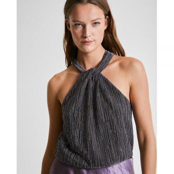 Top de mujer de cuello halter con brillo