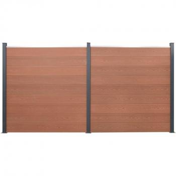 Conjunto de paneles de valla WPC marrón 353x186 cm