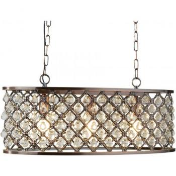Lámpara colgante Marquesa 3 bombillas Vidrio, metal Cobre, Transparente