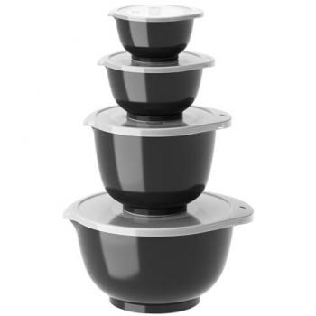 Set de 8 Bols Mezcladores Rosti Margrethe con Tapa - 0,25L, 0,5L, 1,5L y 3L - Negro Carbone