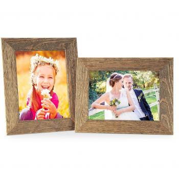 Photolini Juego de 2 Marcos 15x20 cm casa de Playa, Aspecto Roble rústico Natural, Madera Maciza con Cristal y Accesorios/Marco de Fotos
