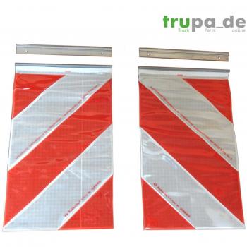 2 x Bandera de advertencia de 250 x 400 mm de Orafol, elevador trasero, plataforma elevadora, marcado izquierda + derecha