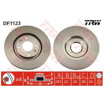Disco de freno TRW DF1123 frente, ventilado, 1 pieza