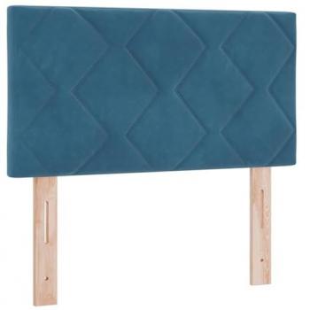 Cabecero LED Geométrico con Luces de Tira Azul Oscuro 80 cm Terciopelo