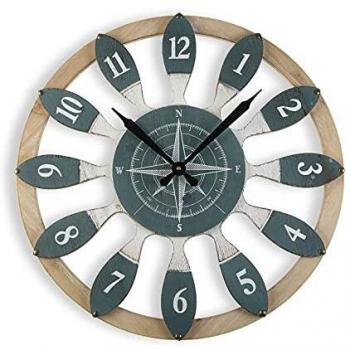 Reloj de Pared Decorativo Versa Dynevor, estilo vintage, para Cocina, Salón, Comedor o Habitación, medidas 60 x 4.5 x 60 cm, material madera, color gris