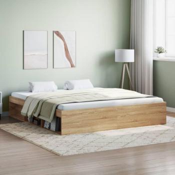 Cama Estructura de Roble Sonoma 180x200 cm Super King Marrón Vidaxl