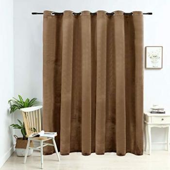 vidaXL Cortina Opaca con Anillas de Metal Terciopelo Beige 290 x 245 cm