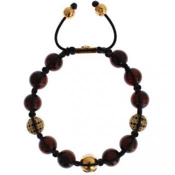 Nialaya Red Tigers Eye Gold 925 Silver Bracelet - Size S