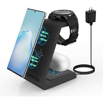 ZHIKE Cargador inalámbrico 3 en 1 10 W de carga rápida certificado Qi compatible con iPhone 11 Series/XS/XR/X/8/8 Plus, Huawei, Samsung S10/S10+, Airpods, Galaxy Relojes y Buds