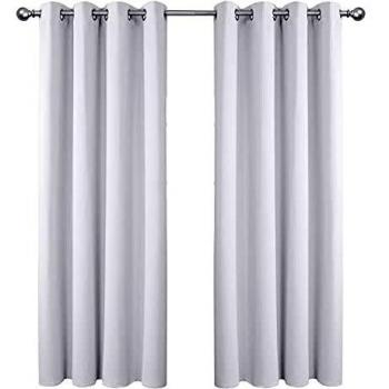 Amazon Brand - Umi Cortinas Opacas Dormitorio Moderno para Ventanas con Ollaos Juego de 2 Piezas 107x242cm Gris Blanco