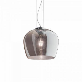 Lámpara colgante de techo tipo domo Blossom Cristal Ahumado 1 bombilla 34cm E27 gris claro
