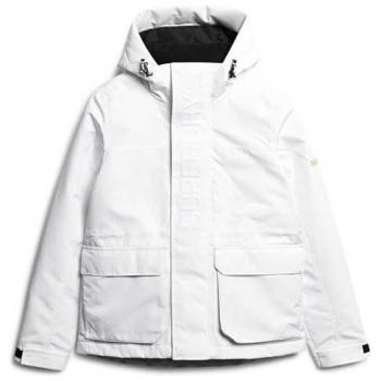 Chaqueta Cortavientos Ultimate para Mujer con Capucha Blanca, Talla L, Sostenible en Poliéster Reciclado