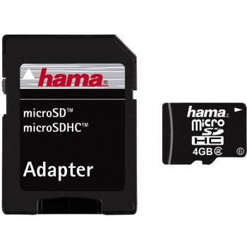 Hama - microSDHC 4GB Class 2 & Adapter, 4096 MB, Micro Secure Digital