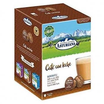 CENTRAL LECHERA ASTURIANA CAFÉ con Leche, 16 Cápsulas COMPATIBLES Dolce Gusto