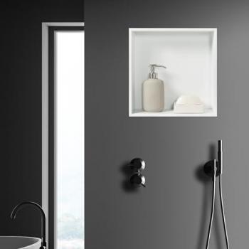 Nicho de Ducha Empotrado Kristinehamn Acero Inoxidable 32x32x10cm Blanco Mate Resistente al Agua