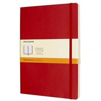 Moleskine Classic Ruled Paper Notebook, Soft Cover and Elastic Closure Journal, Color Scarlet Red, Size Extra Large 19 x 25 A4, 192 Pages