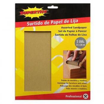 SUPERTITE - SURTIDO DE PAPEL DE LIJA 23X28CM - 5 UDS