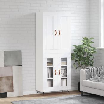 Armario aparador alto blanco pulido 69,5x34x180 cm madera multicapa contrachapada brillo