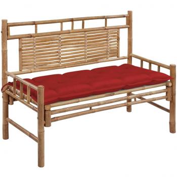 Banco de jardín con cojín de bambú 120 cm