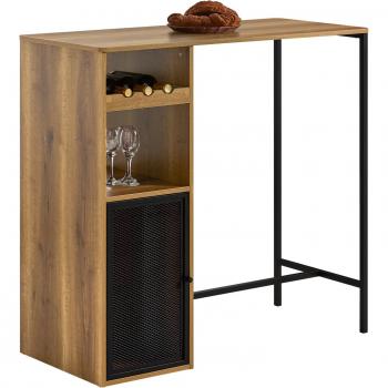 Mesa Alta de Bar SoBuy FWT97-PF con Soporte para Vasos y Vino, Dimensiones: 110 x 50 x 105 cm, Diseño de Cocina/Bistró, Color Naturaleza