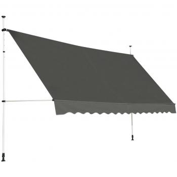 Toldo Telescópico y Retráctil Resistente a Rayos UV Impermeable con Manivela Altura Regulable para Ventana Balcón Jardín Gris 395 x 120 cm