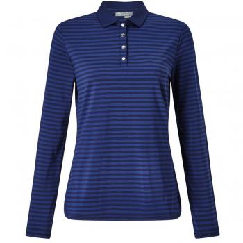 Callaway Tonal Stripe Long Sleeve Polo de Golf, Mujer, Azul, XL