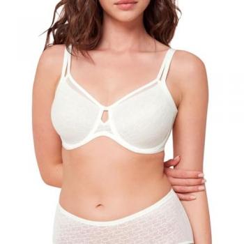 Sujetador reductor de encaje con aro Triumph Signature Sheer, Talla 90, Copas D y Ecru