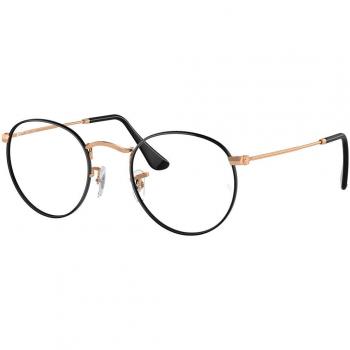 Ray-Ban RX3447V Round Metal 3173 Men's Eyeglasses Black Size 47 (Frame Only) - Blue Light Block Available