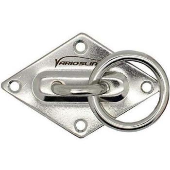 Variosling® Placa Metálica – Soporte/Anclaje/Montaje de Pared y de Techo con Anillo para Entrenamientos en Suspensión, Sacos de Boxeo, Hamacas, Toldos, etc. | Muy Grande, Acero Inoxidable