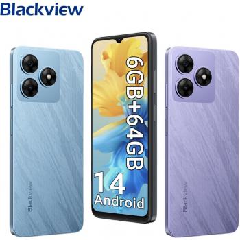 Smartphone Blackview WAVE 8C Android 14, 6 GB RAM, 64 GB ROM, Pantalla de 6.56, Doble SIM, Face ID - Azul