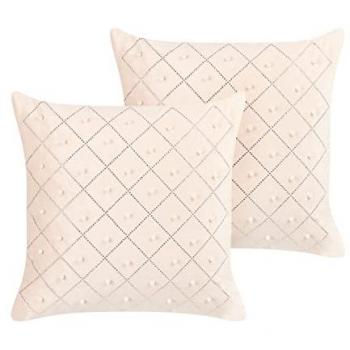 Set de 2 Cojines Beige Terciopelo 45 x 45 cm con Elementos Decorativos Glamour