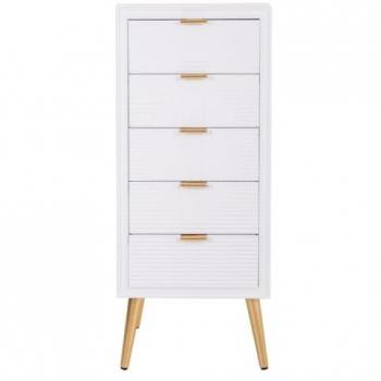 Sinfonier de madera blanco Wanderlust Deco 42x36,5x100,5h cm estilo Romántico con 5 cajones