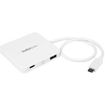 StarTech.com HB30C3APDW USB C Hub, Powered, White, 3 Port USB-C to USB-A