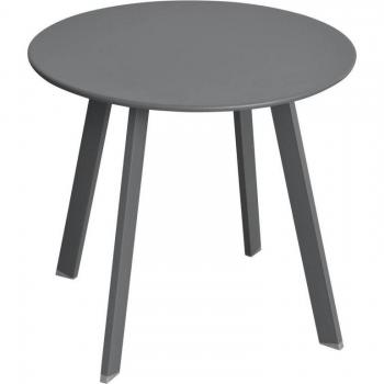 Mesa auxiliar de jardín redonda Saona gris mate - 50 x 45 cm - Acero tratado anti-óxido