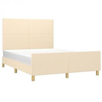 Estructura de cama con cabecero acolchado tapizado en tela color crema 140x200 cm vidaXL