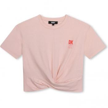 Camiseta de niña DKNY de algodón con nudo frontal, manga corta, modelo D60087
