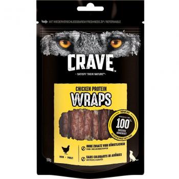 Crave Protein Snacks para Perros Wrap de Pollo (3 x 50 g) Pack Promocional 2+1 Gratis