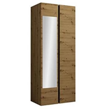 Armario Hartford 368, Roble Artisan y Negro, Con Bisagras, 186x74x44cm, 4 Estantes