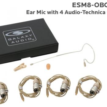 Galaxy Audio ESM8-OBG Single Ear Omni Earset Microphone with 4x AT Cables, Beige