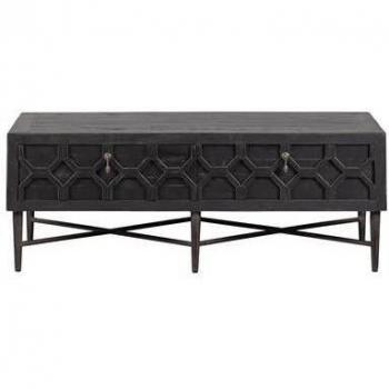 Mesa de centro Bequest de madera negra con almacenamiento, 120 x 60 cm