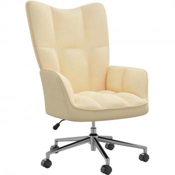Sillón Relax Terciopelo Blanco Crema - Sillón de relax de terciopelo color blanco crema