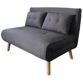 Sofá Cama Convertible de 2 Plazas en Tela Gris Oscuro Doris - Moderno y Funcional