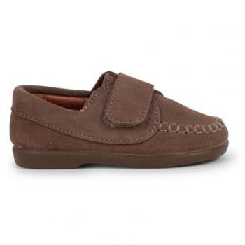 Mocasines de Niños de Serraje con Cinta Adhesiva - Pisamonas Talla 24 Color Topo