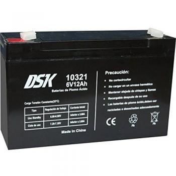 DSK 10321 - Batería de Plomo AGM Recargable y Sellada de 6V y 12Ah. Batería Ideal para Coches y Motos Eléctricos para Niños, Sistemas SAI/UPS, Sistemas de Seguridad y Alarmas