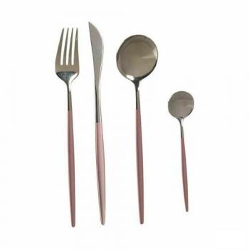 Set de Cubiertos Rosa Plateado Acero Inoxidable (12 Unidades)