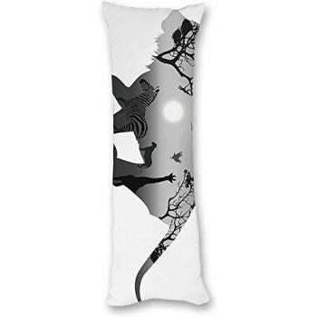 whiangsfoo León Silueta sobre un fondo blanco cojín decro cuerpo funda de almohada 20 X54