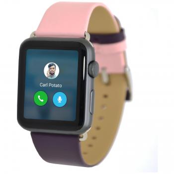 Apple Reloj Correa 42mm Serie 3 &Serie 2,MisVoice Doble Color piel Auténtica Correa Muñeca Banda Reemplazo con Broche de Metal Para iWatch 1 Rosa / Marrón