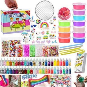 DIY Slime Kit Haz tu Propia Baba con 12 Colores de Baba de Cristal, Purpurina, Colgantes, rodajas de Fruta, Manualidades para niños de 6 a 12 años Regalo para niñas