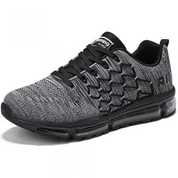 Zapatillas de Deporte Hombre Mujer Running Bambas Ligero Zapatos para Correr Respirable Calzado Deportivo Andar Crossfit Sneakers Gimnasio Moda Casuales Fitness Outdoor Grayblack-42